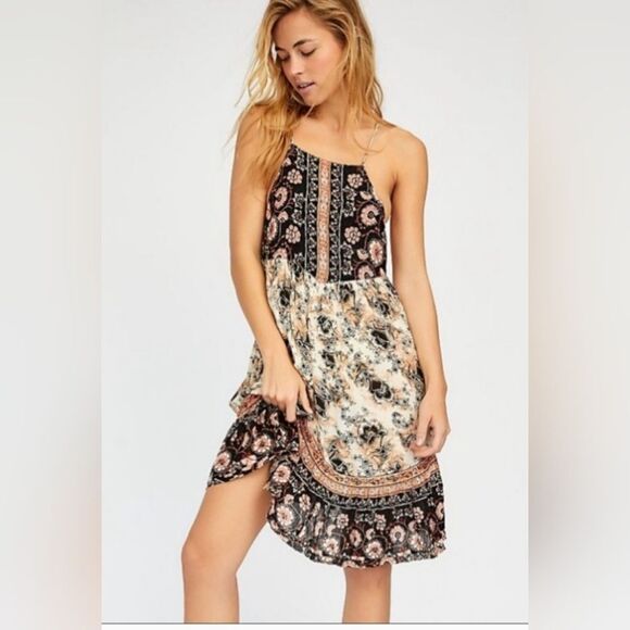Free People Boho Casablanca Slip Babydoll Mini Dress size XS - Picture 1 of 7